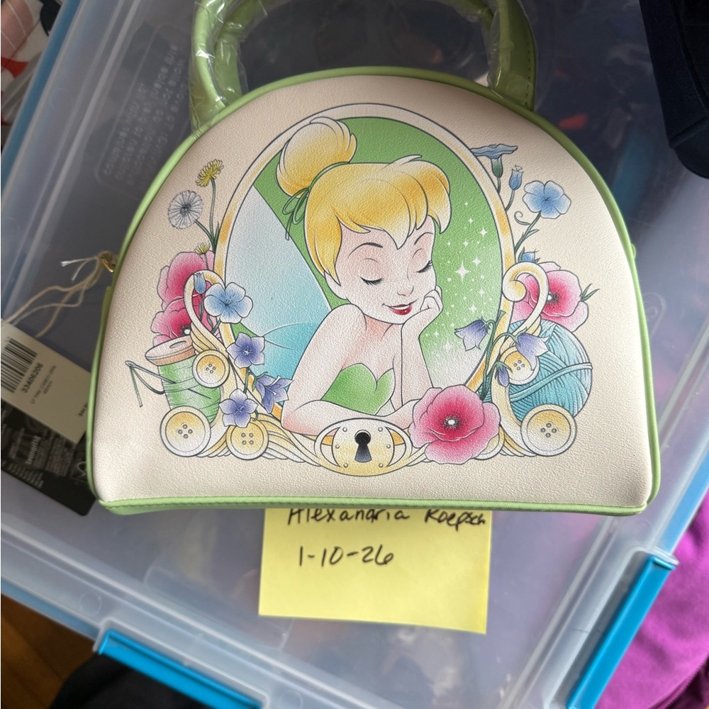 Loungefly Green and Cream Tinker Bell Crossbody Bag
